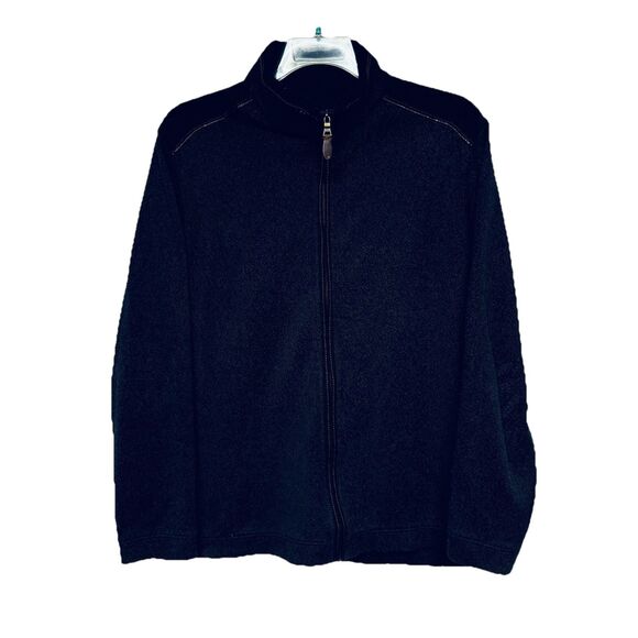 Johnston & Murphy Finely Ribbed Knit Full-Zip Jacket size Medium Charcoal Gray - Picture 1 of 5